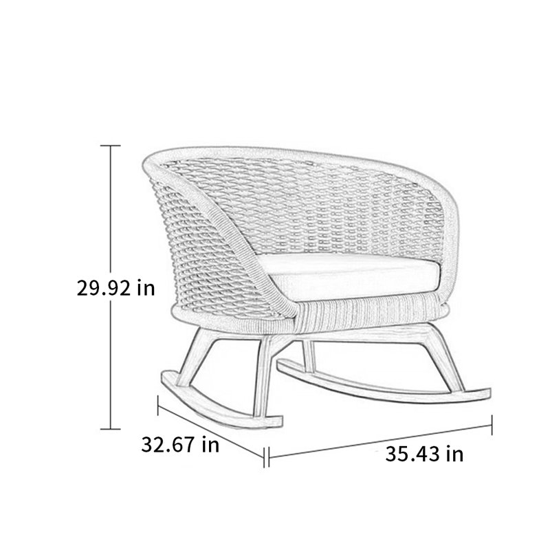 Chaise berçante haute couture durable, Blanc cassé
