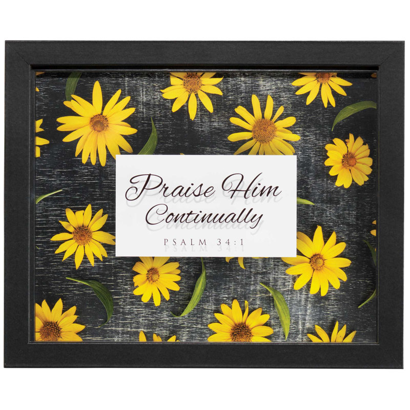 Black Framed Floral Typography Print with Yellow Flowers