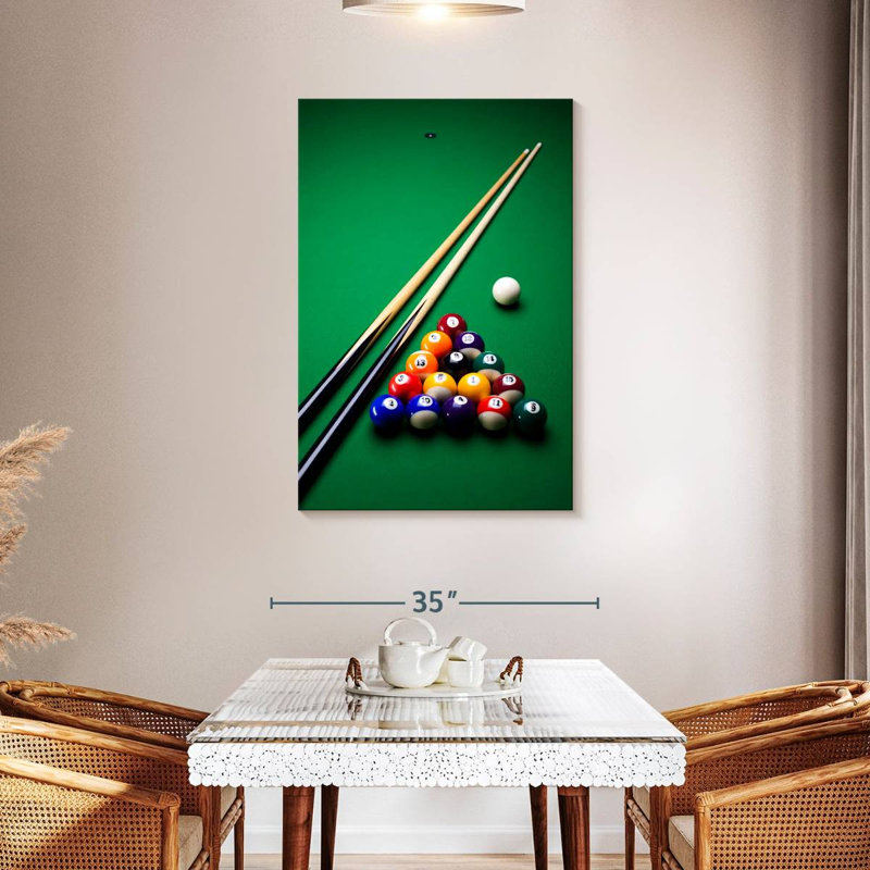 Playing Pool, 45" H x 30" W