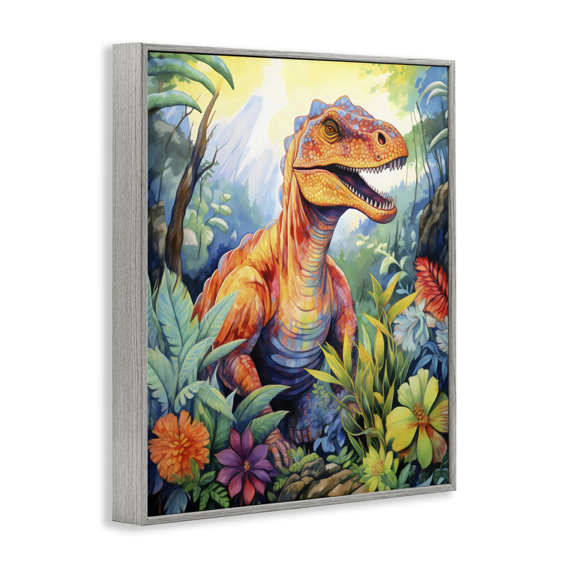 «Dinosaur Leafy Green Jungle», estampe numérique, design by Creative Studio, Estampe numérique Farmhouse, H 14 po x l 11 po