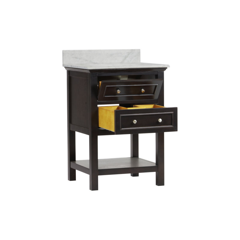 Chatwin 24'' Single Bathroom Vanity with Marble Top, Espresso