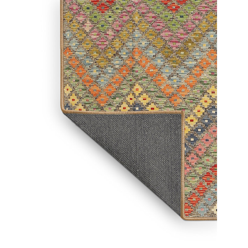 Tapis rouge/orange/bleu zone contemporaine, Rectangle 5 pi x 7 pi