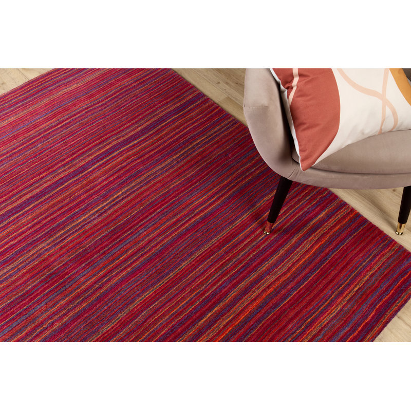 Densel Striped Wool Hand Woven Area Rug, Rectangle 80 x 150cm