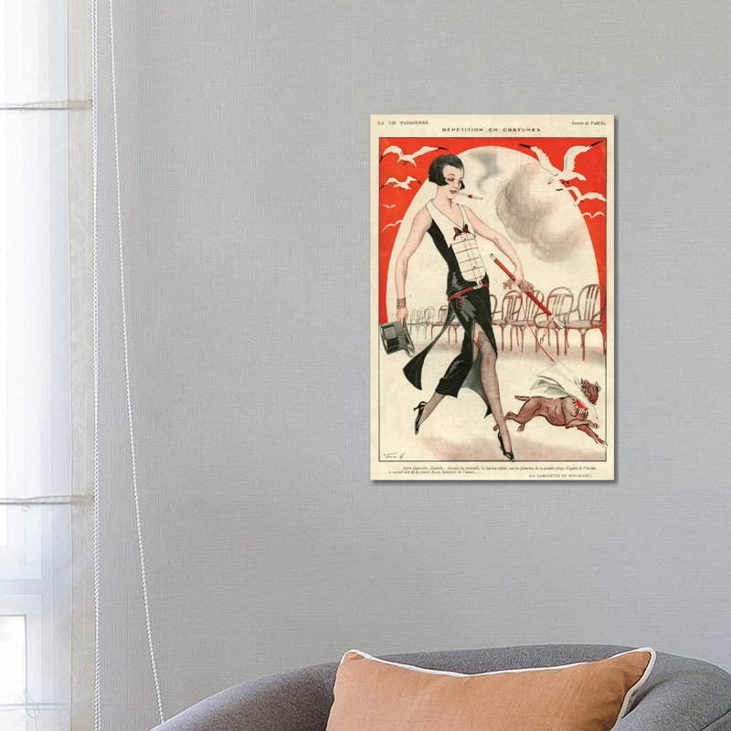 1920s La Vie Parisienne Magazine Plate - Print on Canvas, 66.04cm H x 45.72cm W x 3.81cm D, Wrapped Canvas