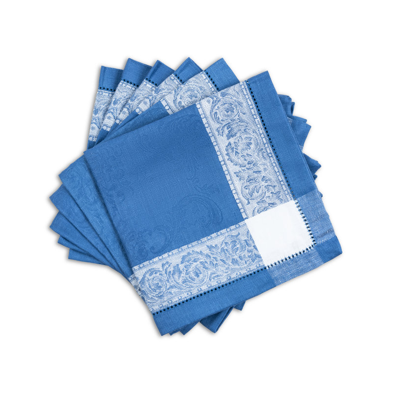 Ensemble 6 serviettes de table en lin, Bleu français