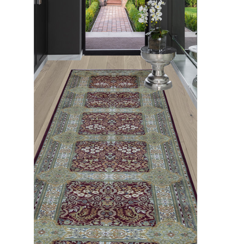 Tapis rouge et ivoire noué à la main de haute qualité