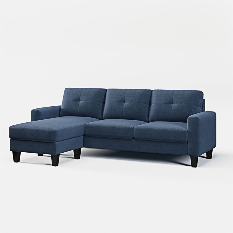 Matteus Upholstered Sectional Left Hand Facing, Blue Polyester