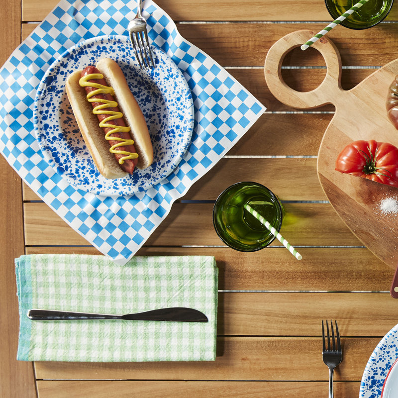 Crow Canyon Enamelware Splatter 16 Piece Dinnerware Set, Blue