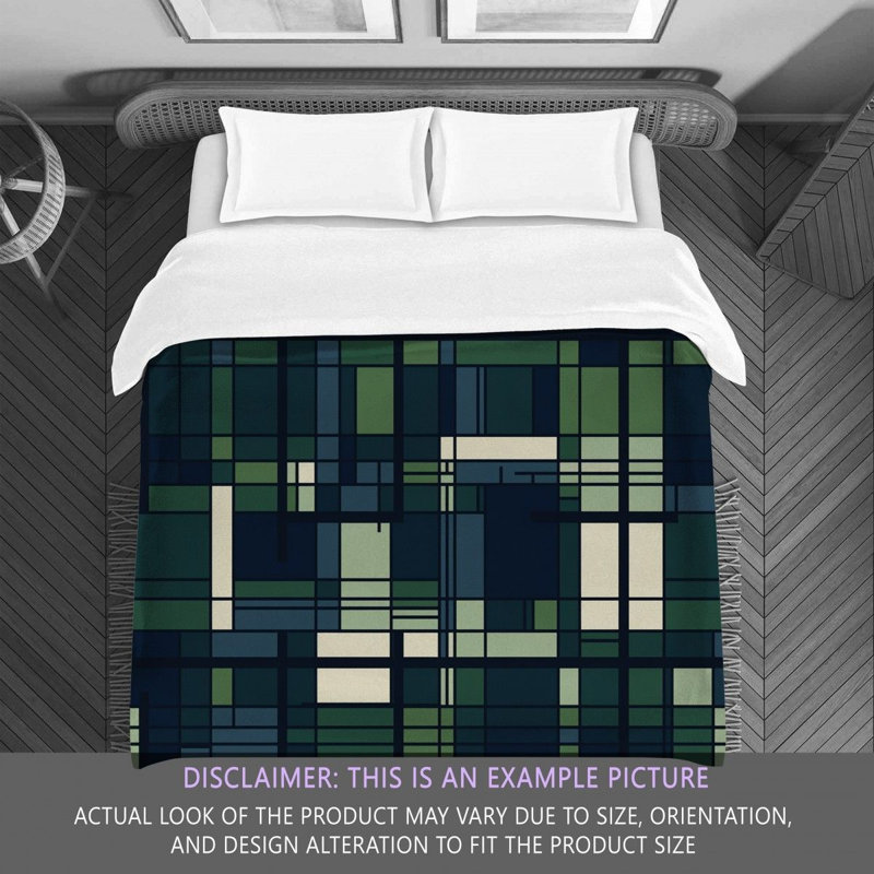 Checkered Duvet Cover, King Comforter, Green/Navy