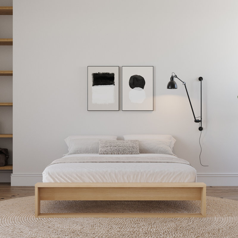 Grand lit plateforme avec lattes Gael, Beige