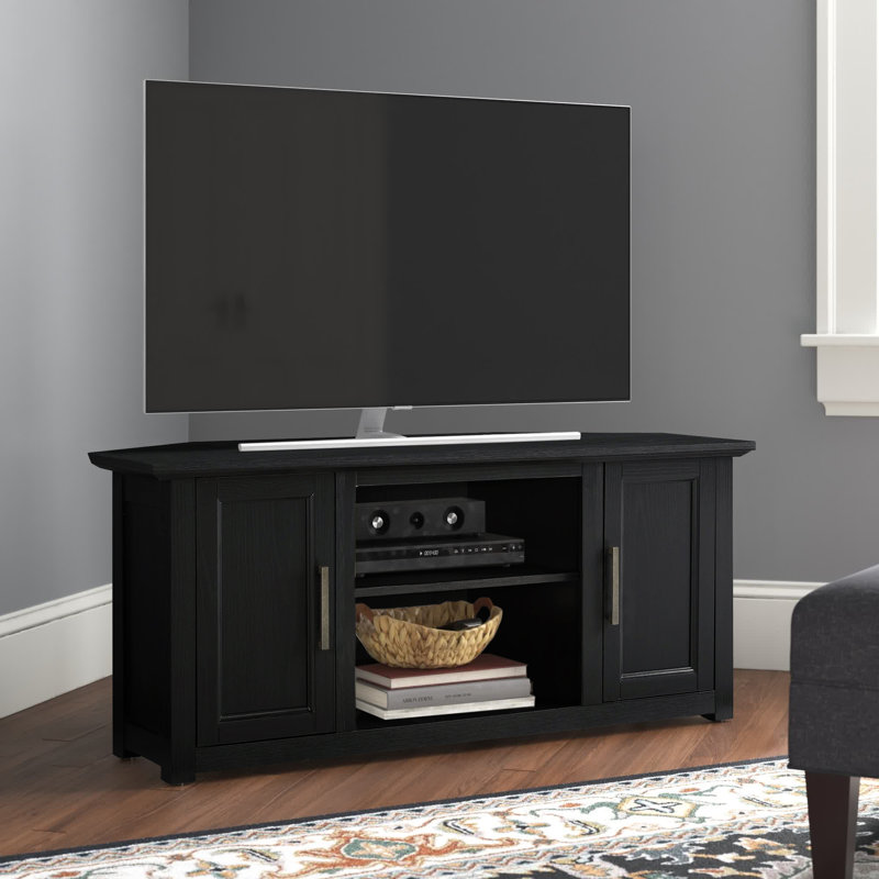 Rozier Unfinished Corner TV Stand for TVs up to 50", Black