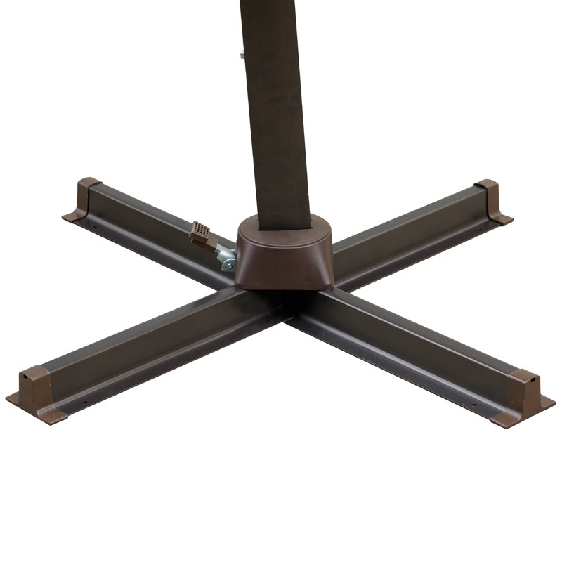 11.5 ft Gray Aluminum Cantilever Patio Umbrella with Double Top