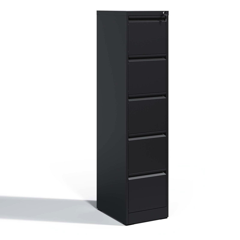 Lockable Metal Office/home File Cabinet, 5 Drawers, Steel, Tilt Feature, Full Extension Drawers For Convenient Handling Drawer Vertical Steel Storage, , Lockable, Tilt, Document Sorting