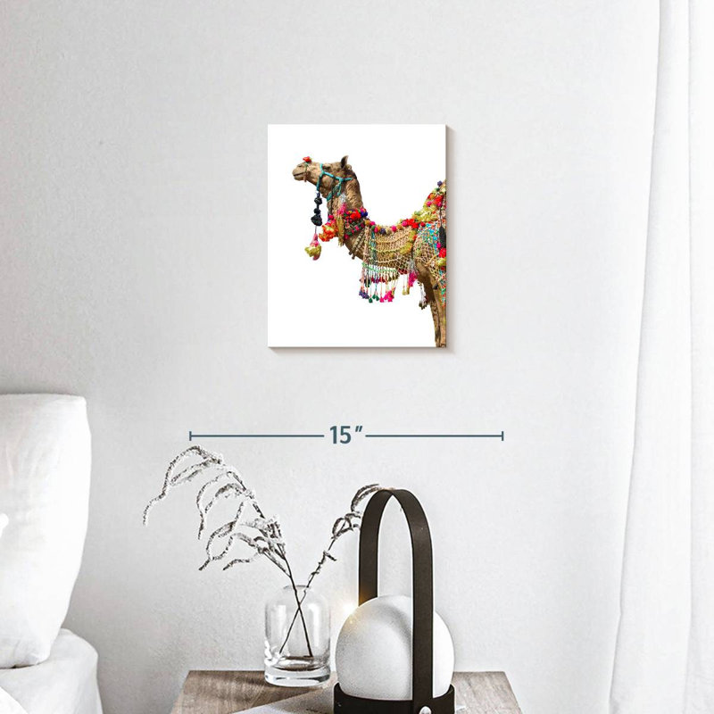 Chameau traditionnel sur toile, H 10 po x l 8 po