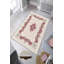 Tapis oriental ivoire / rouge en polyester tissé à la machine Lenum-1305844380