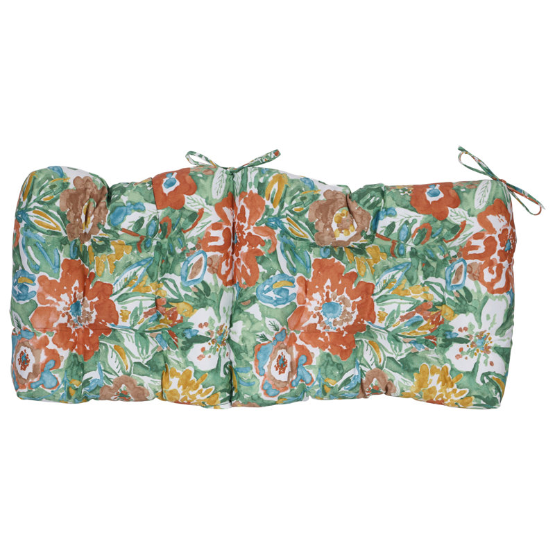 Coussins de chaise d'extérieur capitonnés (ensemble de 2), L 18 po x P 18 po, Blanc / brume soleil rivière florale