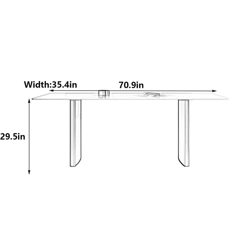 Table de salle à manger Italian, H 29,5 po x L 70,9 po x l 35,4 po