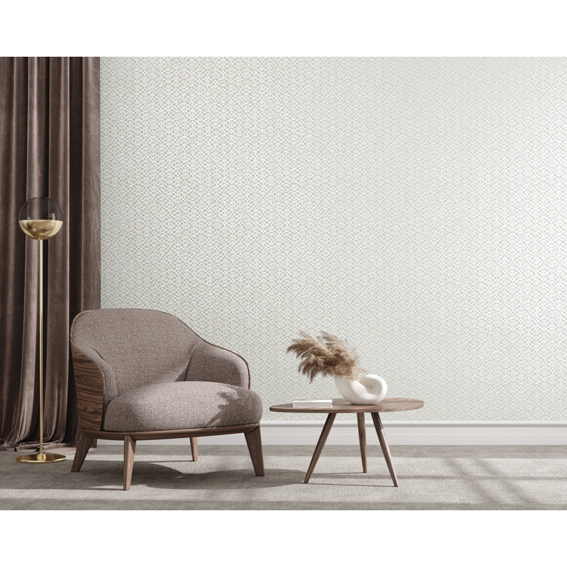 Slow Living Metallic Geometric Motif Wallpaper Roll, Rosy Gray