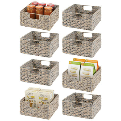mDesign Woven Hyacinth Kitchen Storage Organizer Basket Bin