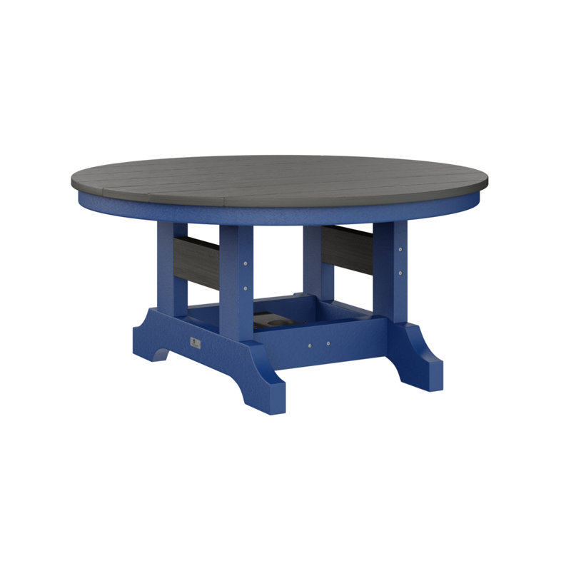 Garden Classic Outdoor Round Coffee Table, Pacific Blue, Coastal Gray