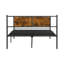 Base de lit grand format en métal avec tête de lit en bois rustique - Lit plateforme robuste en acier noir avec rangement sous le lit