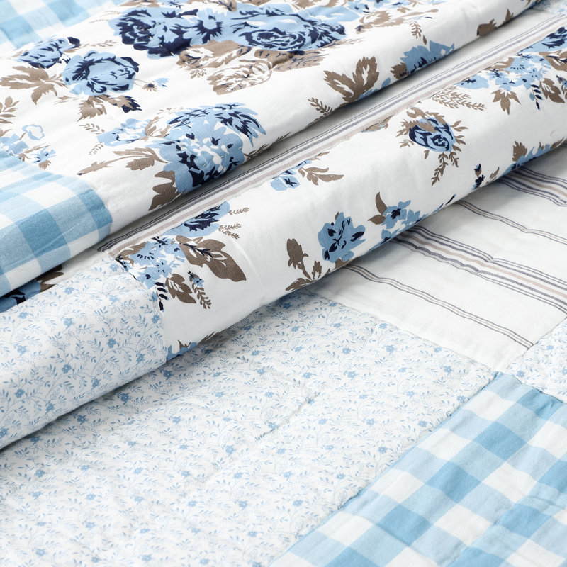Annie Portabella Floral Patchwork Reversible Cotton Queen Quilt