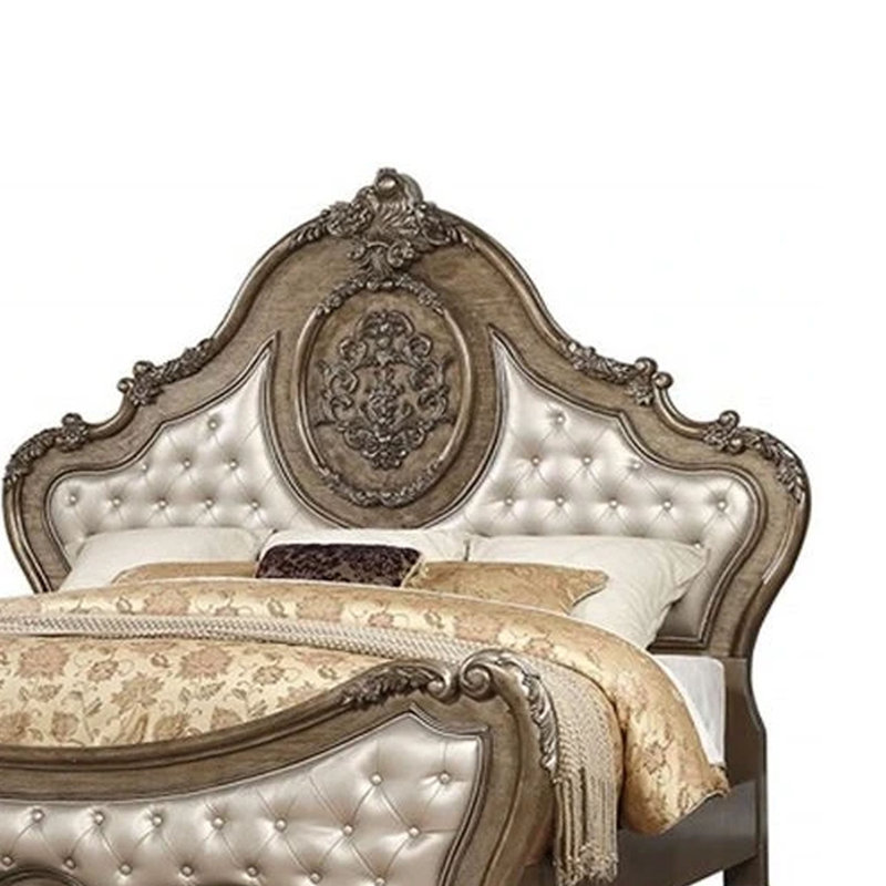 Diemer Upholstered Scalloped Bed, Queen, Vintage Oak