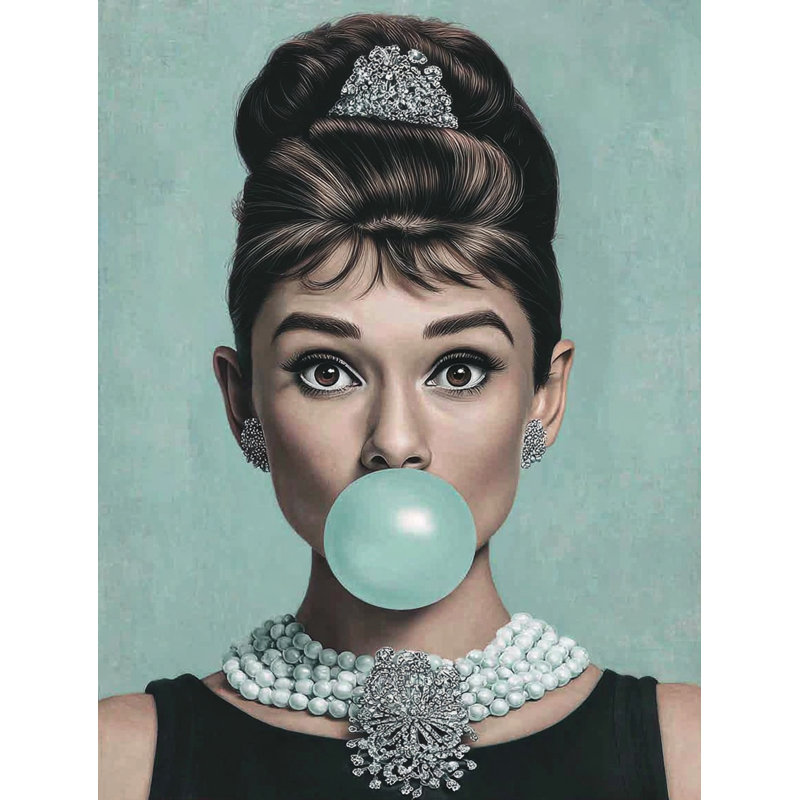 Élégant art mural sur toile bleu sarcelle d'inspiration Audrey, H 48 po x l 36 po
