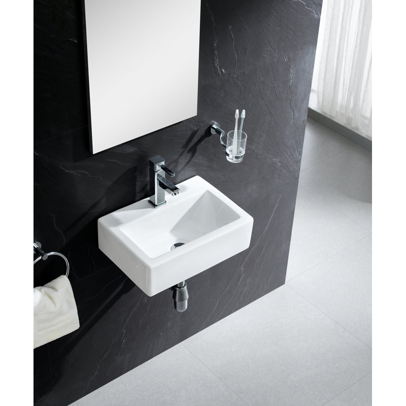 Vitreous China Rectangular Wall Mount Bathroom Sink