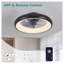 Ventilateur de plafond 20 po DEL moderne avec lumière - à intensité variable, moteur à courant continu silencieux, application et télécommande, conception sans pales réversible pour la chambre à coucher et le salon