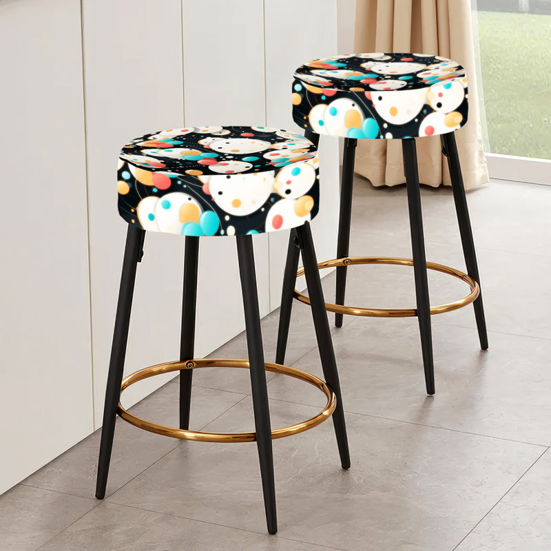White And Black Polka Dots Explosion - Polka Dots Bar Stools Set Of 2
