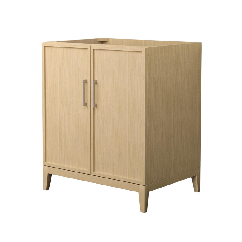 Elan 29'' W Single Bathroom Vanity Base, Tan/Brushed Nickel
