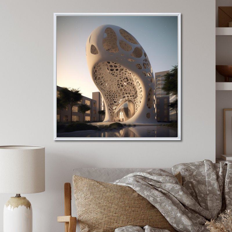 Reproduction d'art sur toile, architecture architecturale organique, H 16 po x l 16 po, Cadre flottant blanc