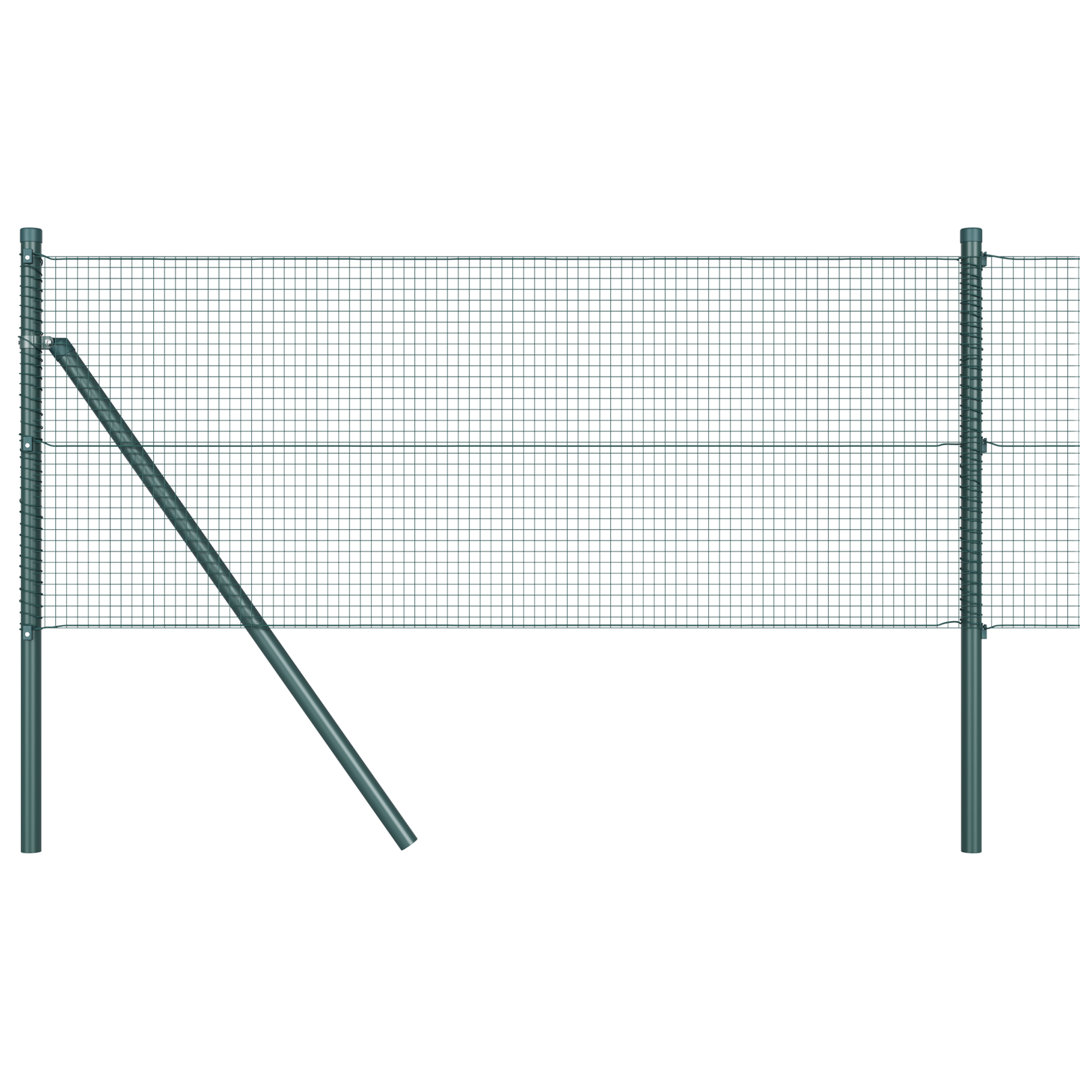 Welded Wire Fence With 7 Posts Green Steel