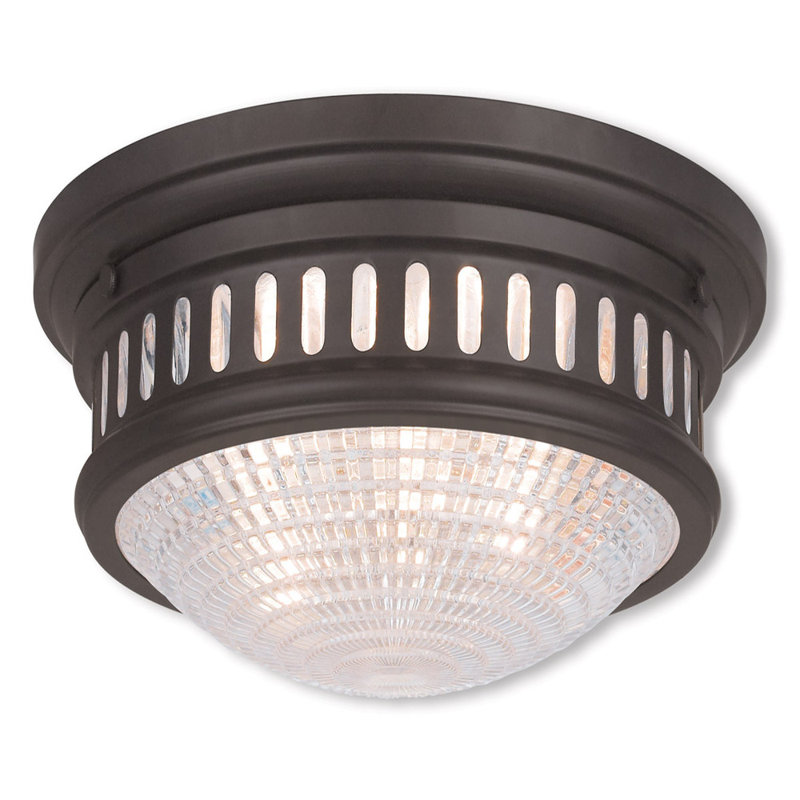 Bywell Glass Flush Mount, Bronze, 5.75" H x 13" W x 13" D