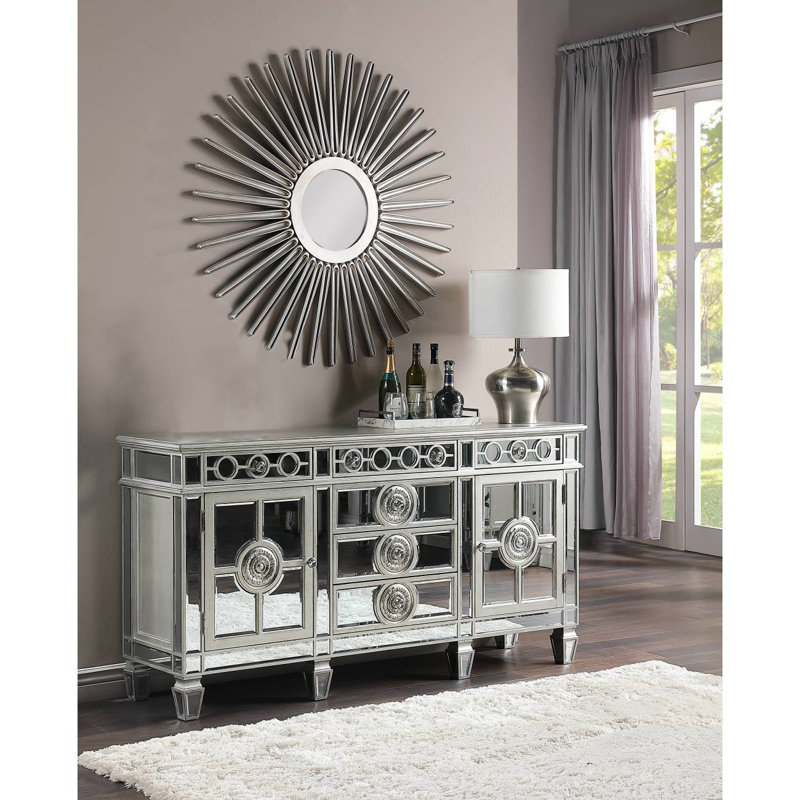 Buffet à miroir, buffet blanc antique