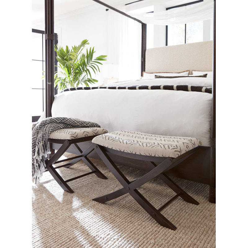 Jafar Grey and Black Sand Upholstered Wood Bed Bench