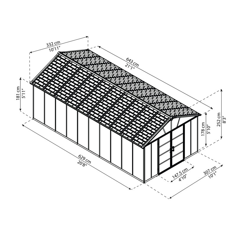 8 ft. W x 11 ft. D Plastic Apex Garden Shed