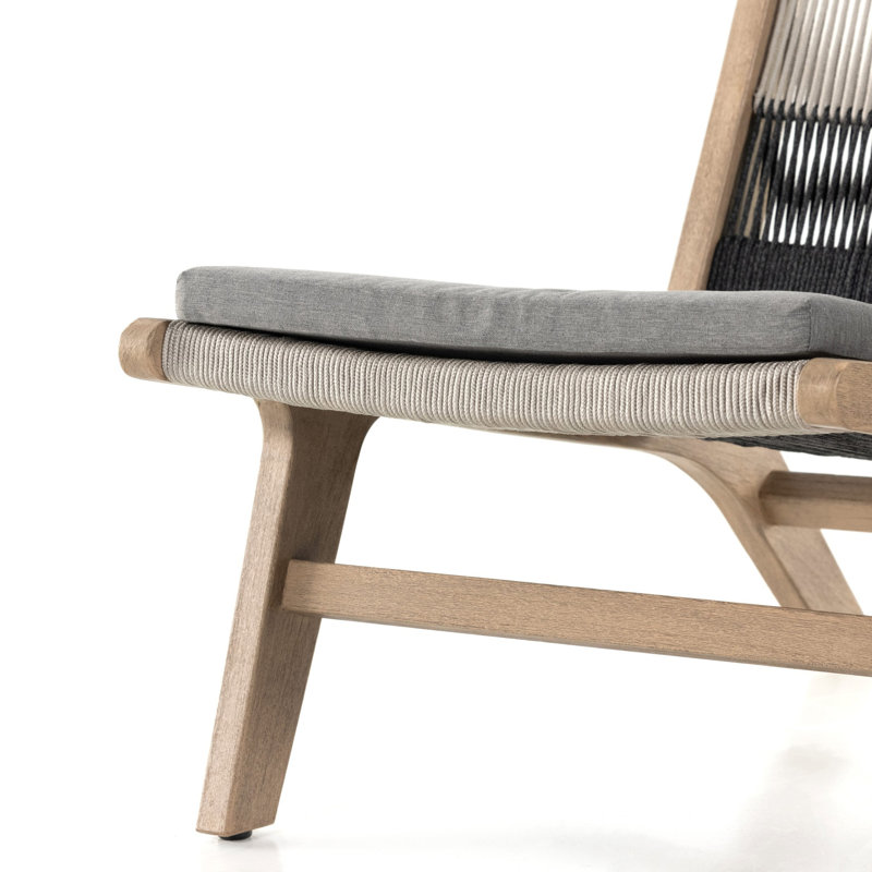 Julian Outdoor Teak Lounge Chair, Brown, Venao Charcoal Performance