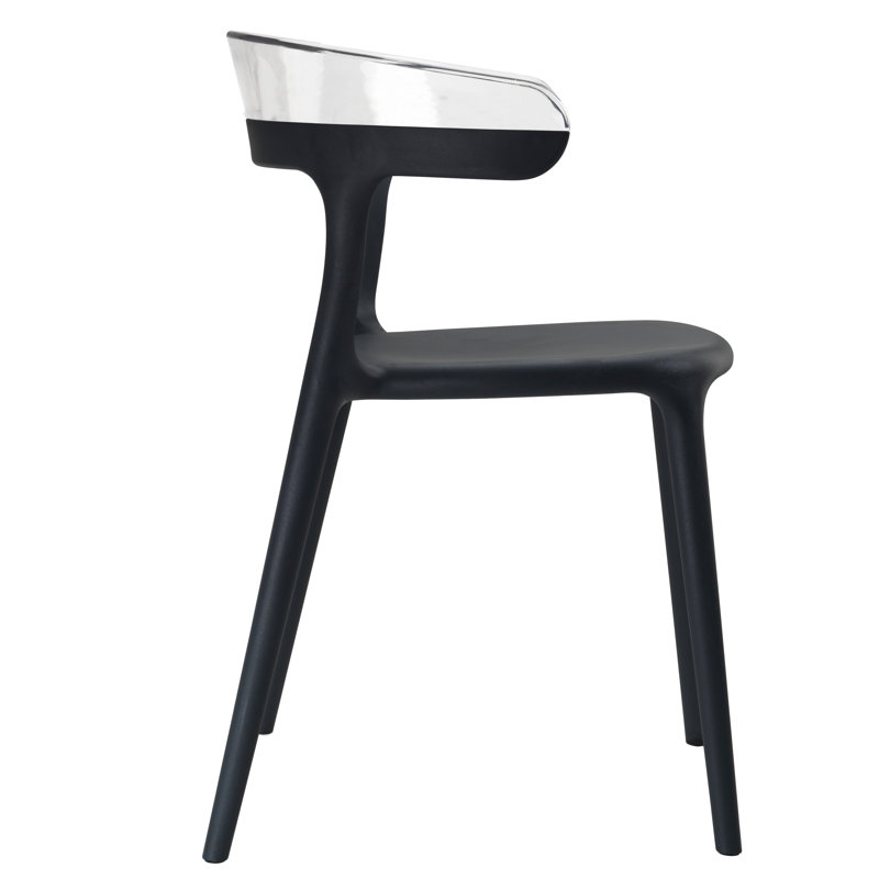 Murl Stacking Patio Dining Side Chair, Black/Clear