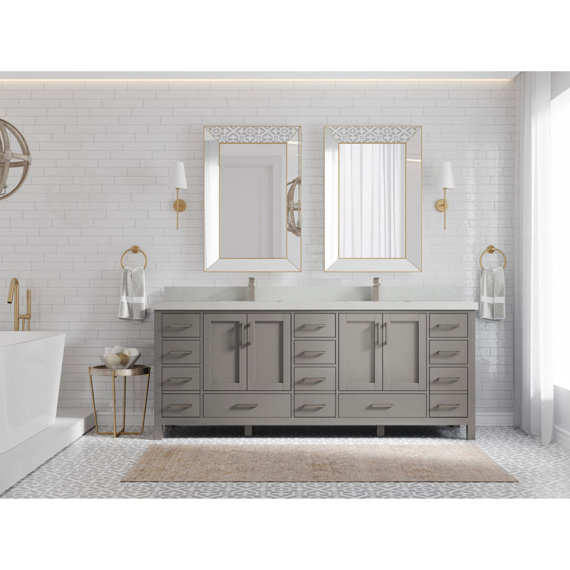 Malibu 84'' Double Bathroom Vanity with Quartz Top