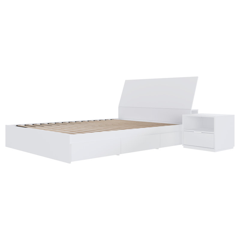 Ensemble de chambre à coucher avec rangement réversible 3 pièces Porter, Grand, Blanc