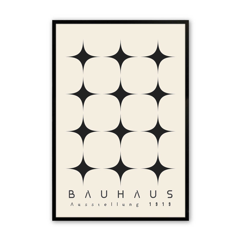 Minimalist Bauhaus Stars Print, Black Single Picture Frame, 25" H x 19" W