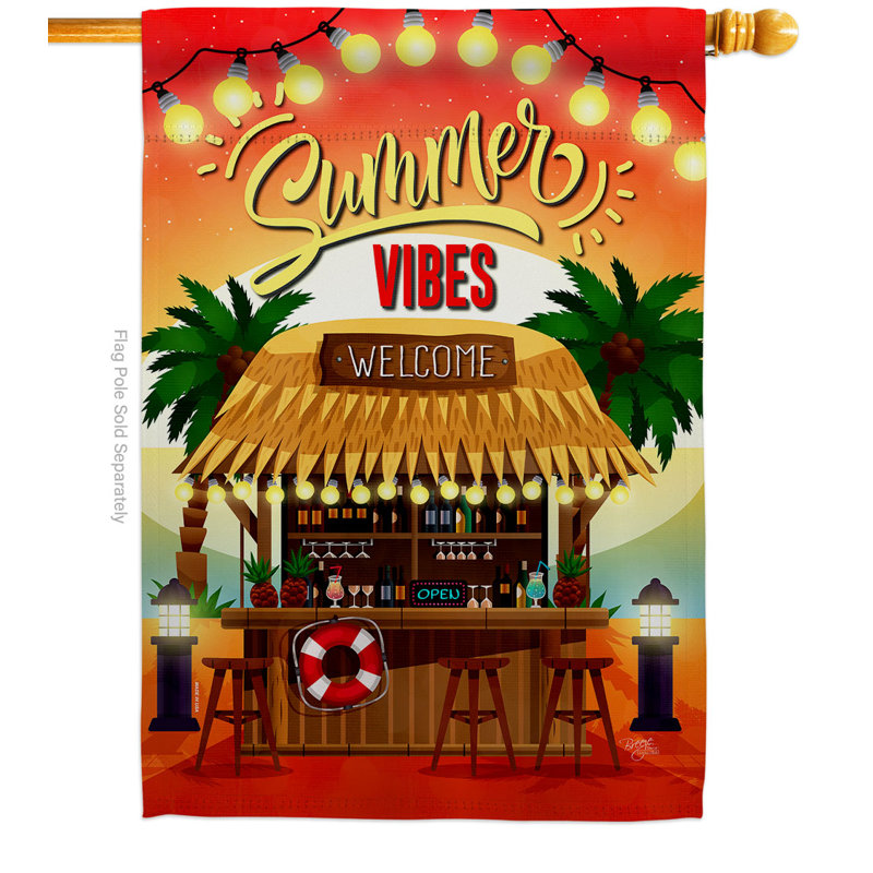Drapeau de maison en polyester à 2 côtés Welcome Vibes House 40 x 28 po