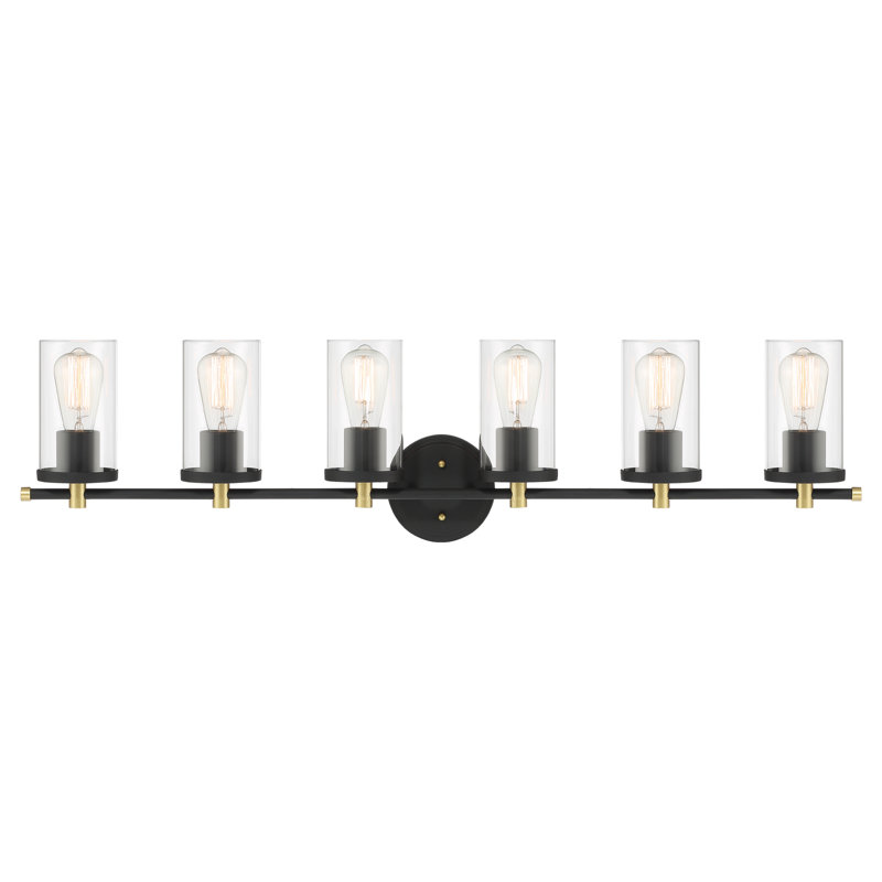 Burford 6 - Light Bathroom Steel Dimmable Bathroom Vanity Light, Aged Zinc/Satin Brass