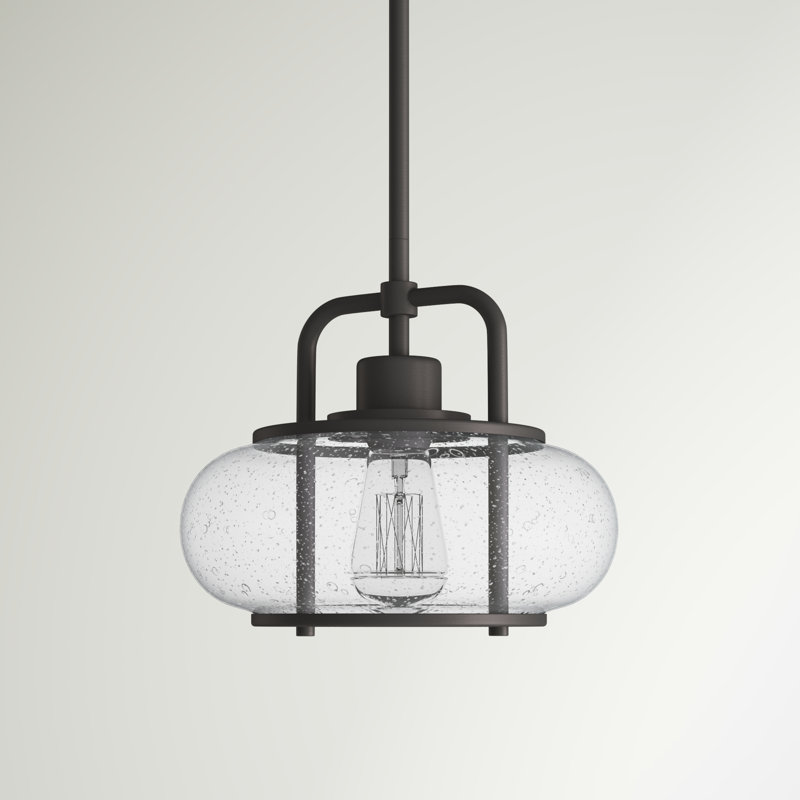 Luminaire suspendu tambour simple à 1 lumière Spofford, Bronze vieilli