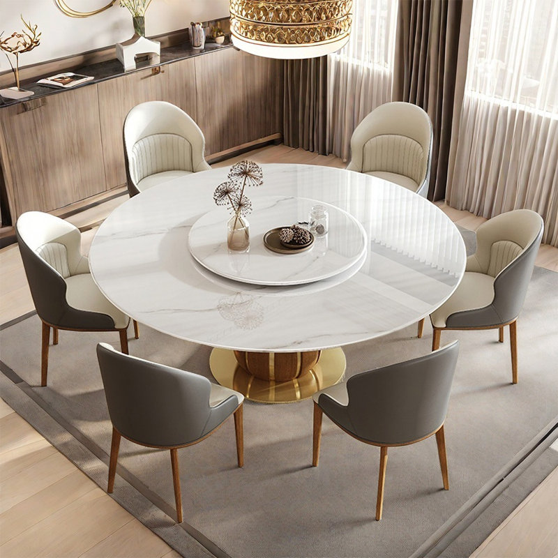 Ensemble de table de salle à manger simple en marbre artificiel, H 29,52 po x L 51,18 po x l 51,18 po