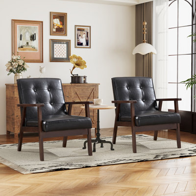 Chesterle 25''Wide Classic Upholstered Tufted Accent Chair With Solid Wood Legs