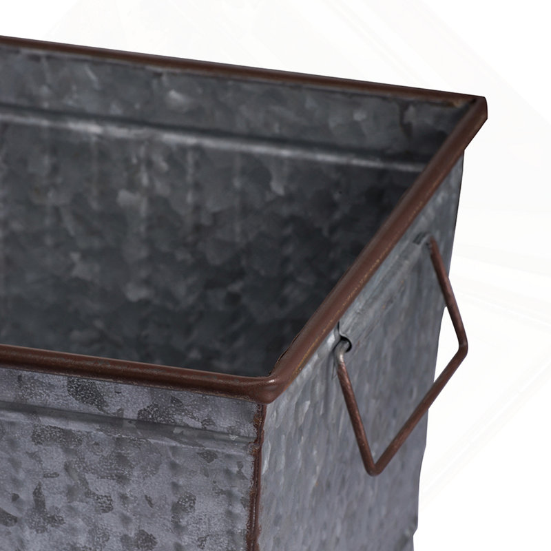 Ensemble de 2 pots à fleurs rustiques en métal avec supports Zale