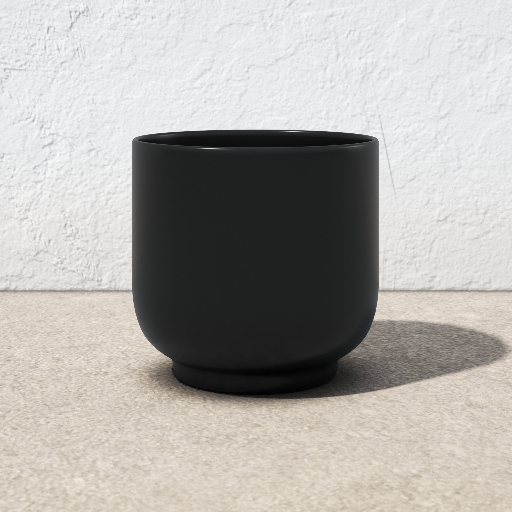 Handmade Ceramic Pot Planter, Black, 11.25" H x 11.75" W x 11.75" D